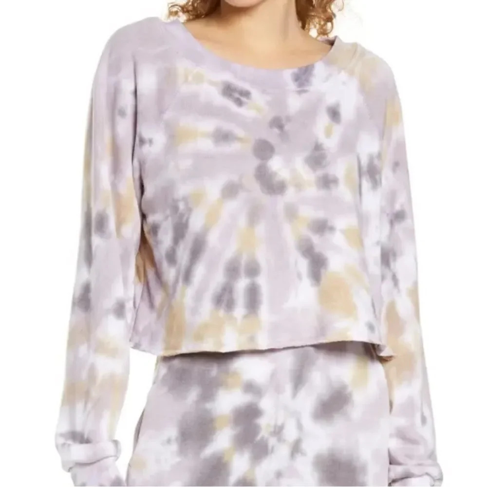 Oli Viv Parker Tie Dye Crop Sweatshirt in Mauve Batik NEW Size XS